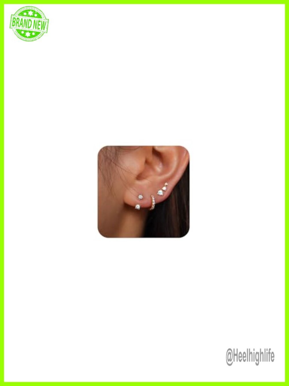 14K Gold Plated Hoop Earring Set Huggie CZ Studs for Women